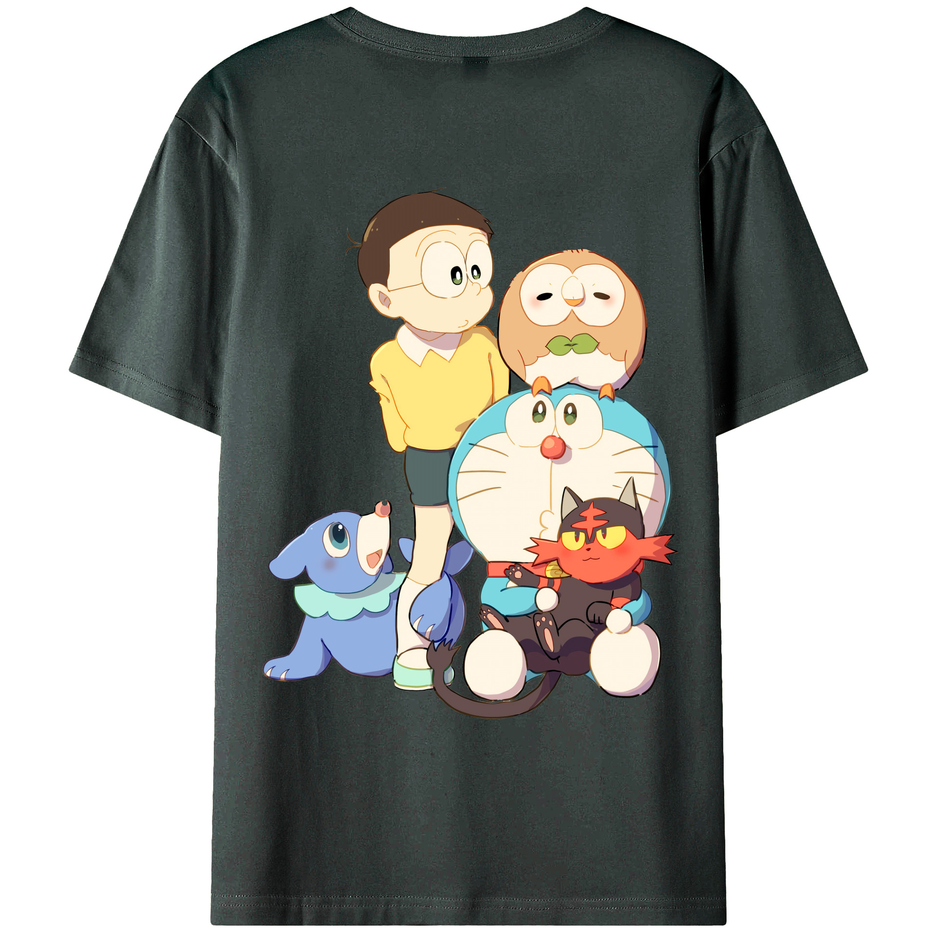（画像用） ドラえもん Doraemon 綿100％ メンズ半袖Tシャツ（バックプリント） 通気性